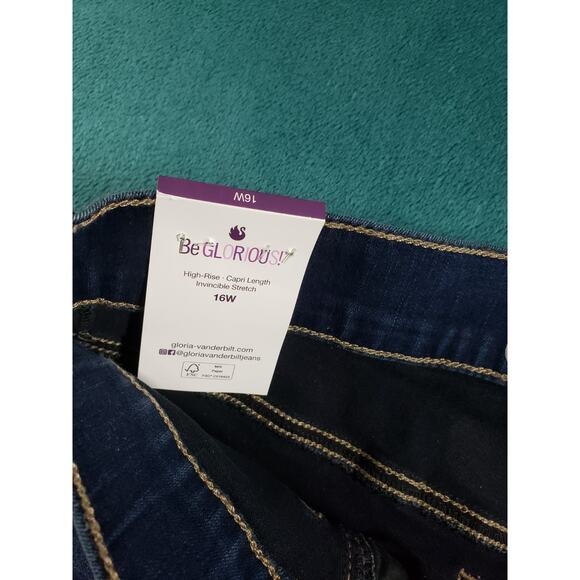 Gloria Vanderbilt Jeans Size 16 W Womens Blue Pants Stretch Pull on Capri NWT - Picture 6 of 16
